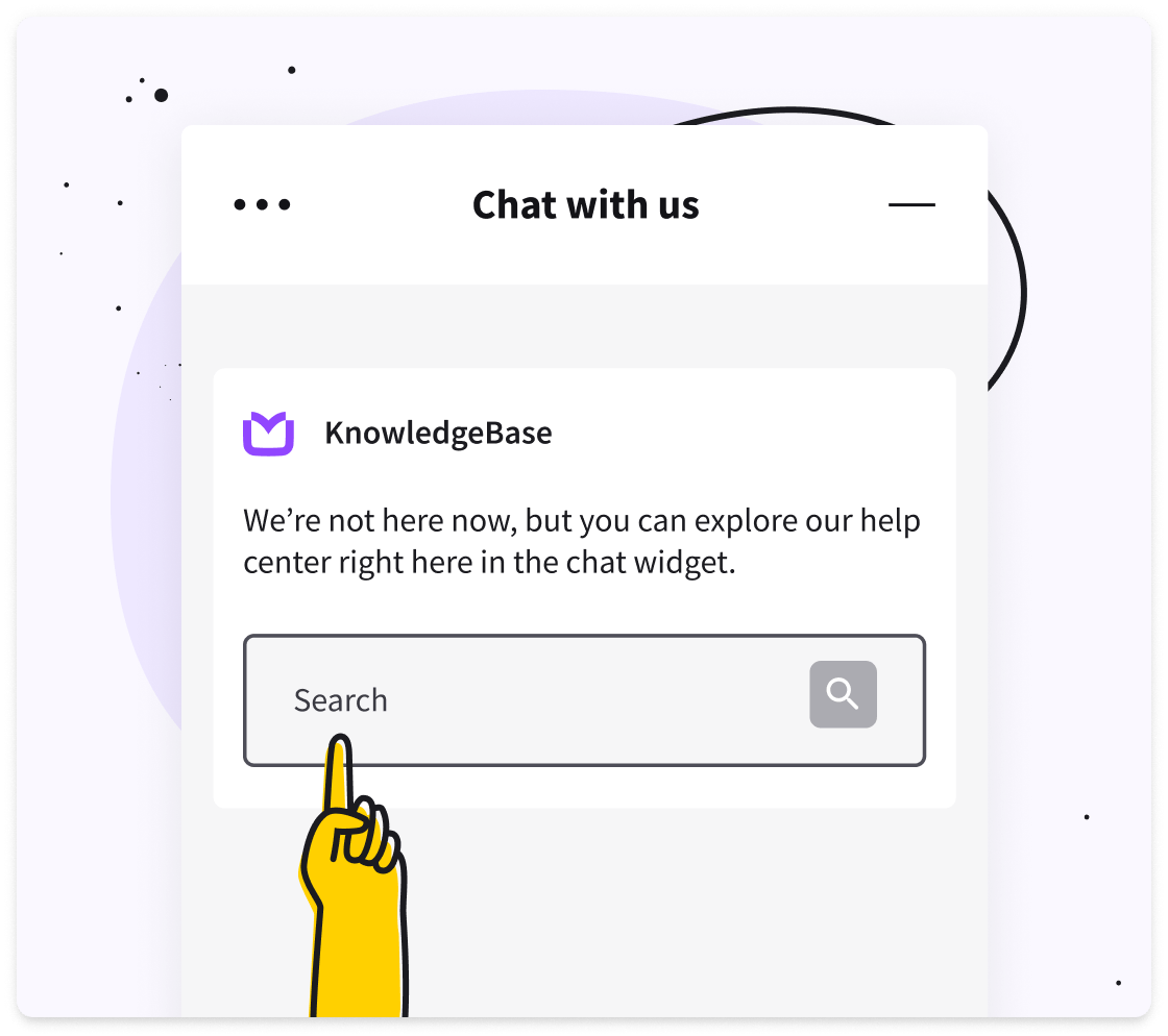 A chat window with a knowledge base widget inside