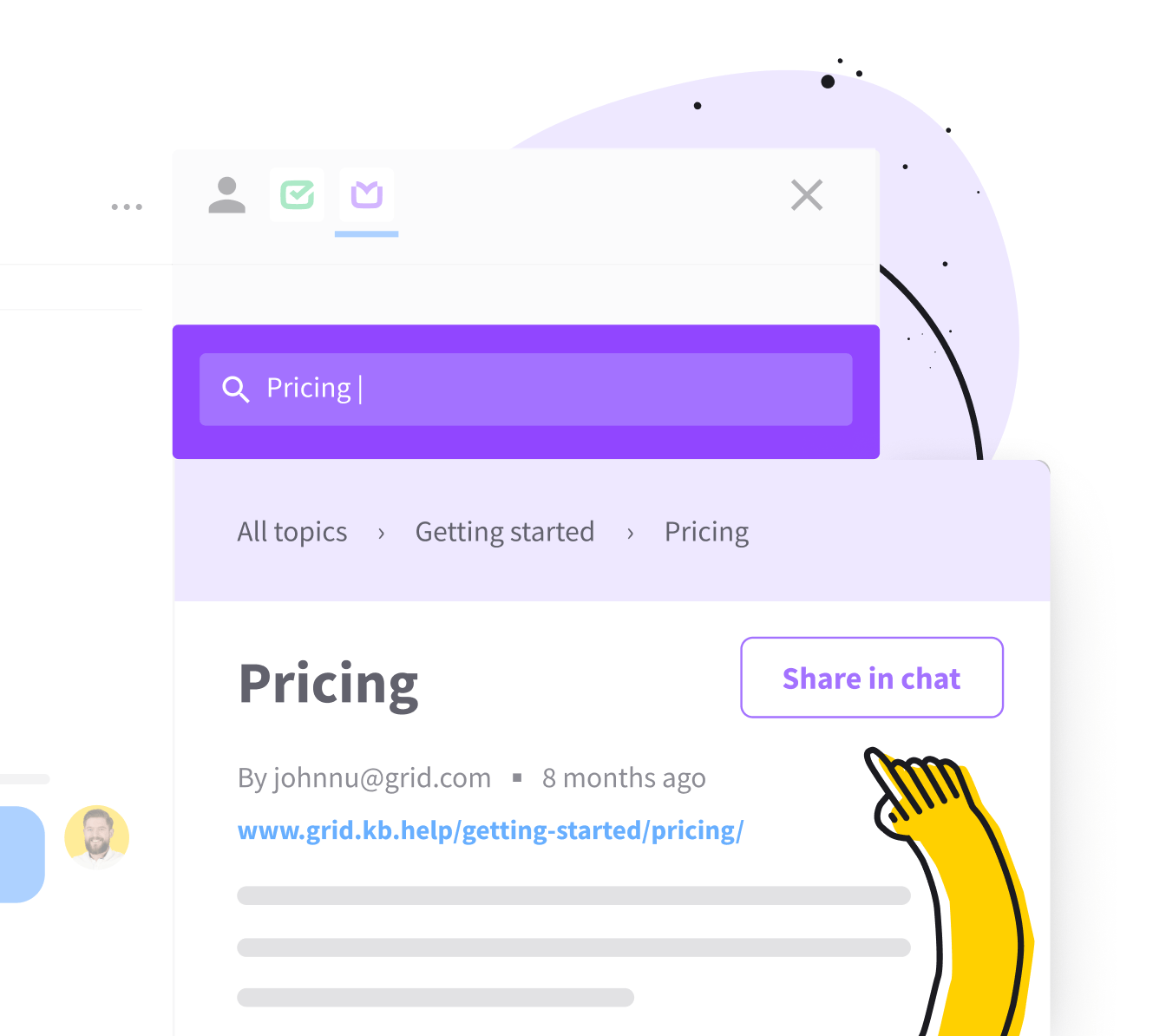 Pricing info article within KnowledgeBase box with topics navigation breadcrumbs